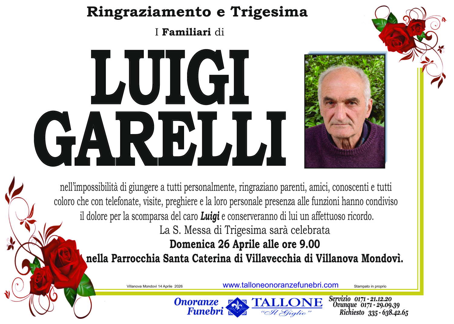 <br />
<b>Warning</b>:  Undefined variable $info in <b>/home/tallone/public_html/ringraziamenti.php</b> on line <b>68</b><br />
Luigi Garelli